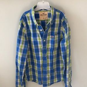 Hollister blue and green plaid button down size medium